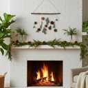 15.7 Inch Winter Wall Hanging Decor Wooden Seasonal Pinecone Hanger for Door Winter Decor Artificial Greenery for Home Rustic Farmhouse Fireplace Mantel Indoor Outdoor