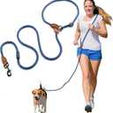 Mile High Life Hands Free Dog Leash, Crossbody Waist Leash with Genuine Leather Connection, Multifunctional Adjustable Slip Lead for Dog Walking Running (Blue, 7FT)