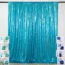 ShinyBeauty Turquoise Sequin Backdrop Curtain | 2 Panels 5Ft x 10Ft Glitter Wedding & Photography Background | Shimmer Curtains | Payette Sequin Aqua Blue Fabric Backdrop