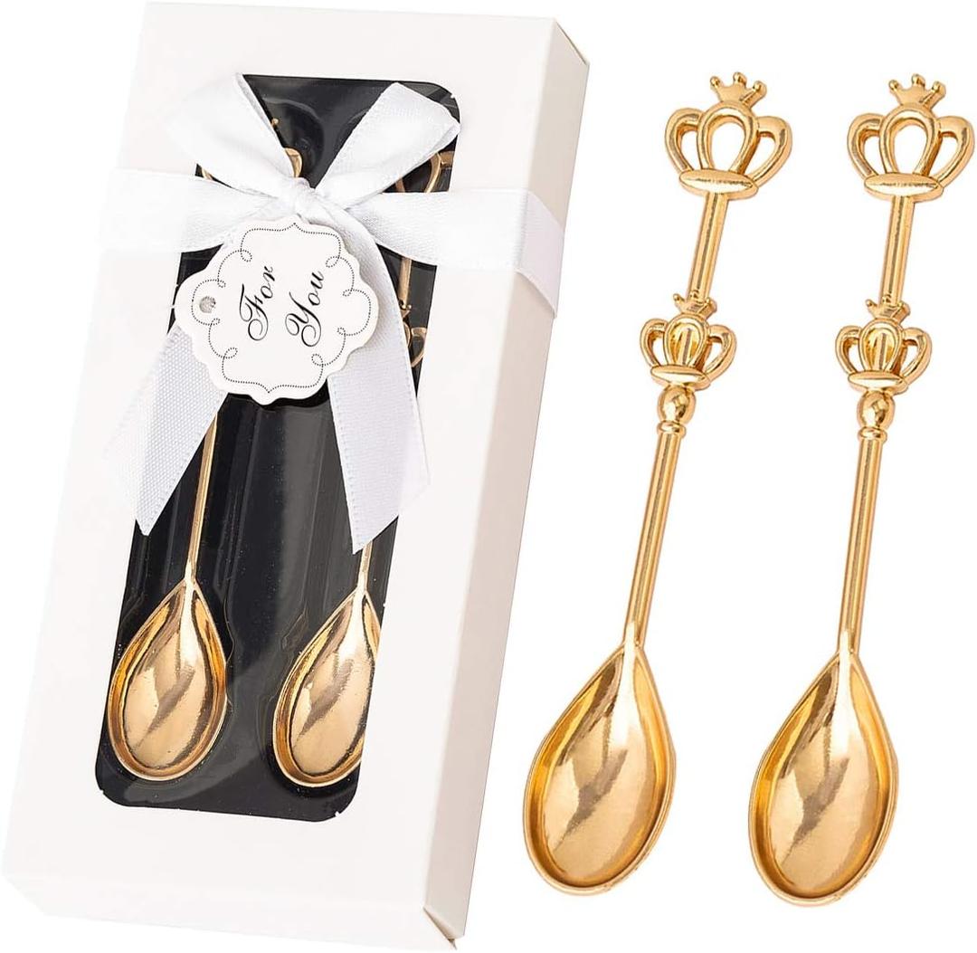 60Pieces(30 Packs) Crown Tea Spoons for Wedding Favors,Bridal Shower or Baby Shower Favors, Dringk Spoon Gifts or Souvenirs for Guests Bulk