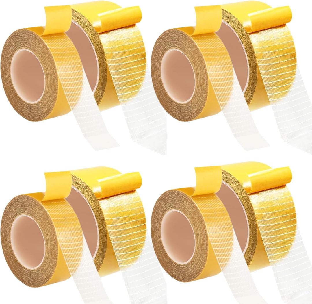8 Rolls Double Sided Fabric Tape Heavy Duty 1inch/ 2inch x 33ft High Stickness Strong Double Sided Hem Tape for No Sew No Iron Hemming Clothes Dress Curtains Carpet DIY Crafts