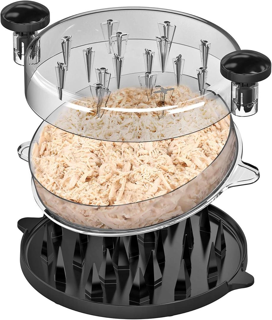 Upgraded Chicken Shredder Tool Twist for Chicken Shredder with Removable Plate, Professional Visible Meat Shredder Machine,Transparent Cover, Ergonomic Handle, Anti-Slip Chicken Grinder
