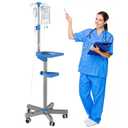 IV Pole with Wheels Medical Portable IV Stand with 4 Hooks and Tray, 52.3 to 70.8 Height Adjustable, IV Pole Stand for Hospital, Home and Outdoor Use
