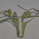 SUUKSESS Women Ruffle Thong Bikini Sets Cheeky Halter String Triangle Two Piece Swimsuit High Cut Bathing Suit (S)