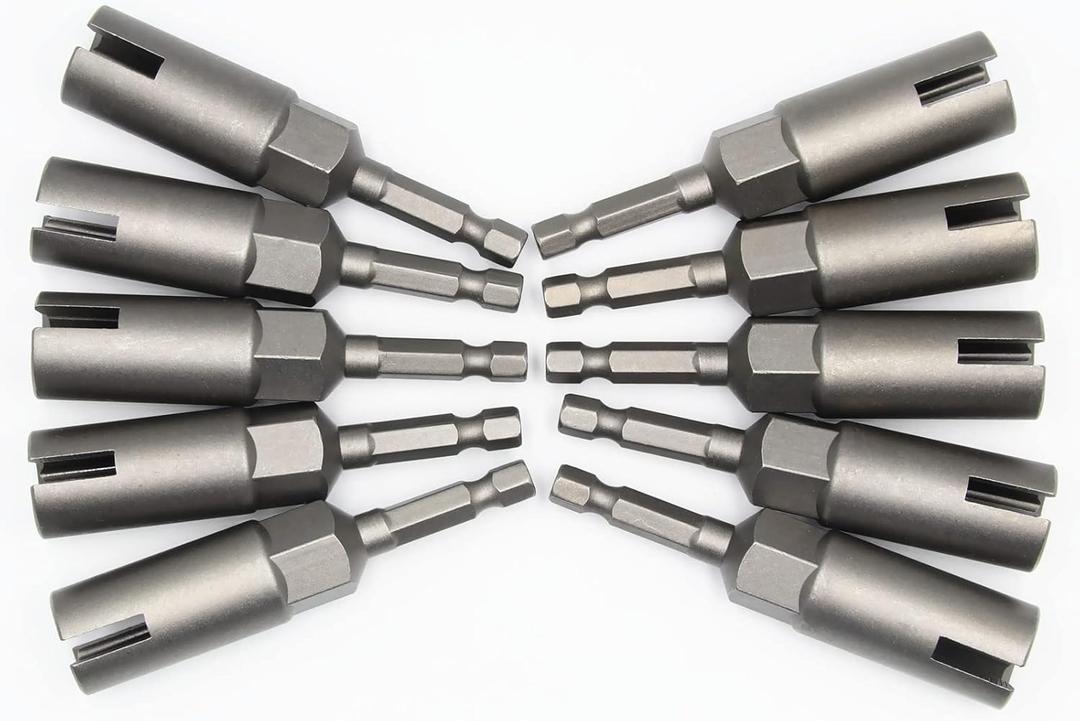 10PCS Deep Power Wing Nut Driver, 1/4" Hex Shank Slot Wing Nut Drill Bit Socket Wrenches Tool for Panel Nuts Screws Eye Q Hanger C Hook Bolt