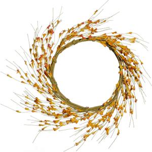 CWI Gifts Flower Twig Wreath Rings - 22 inch - Wreath Decor for Front Door and Candle Decorating - Wispy Orange Buds