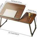 Laptop Desk for Bed, Adjustable Laptops Stand with 5 Adjustable Angles, Portable Lap Tray Table with Cup Holder, Laptop Bed Desk Tray for Eating Working Writing Reading (Brown)