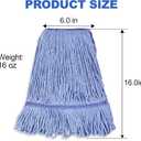 4 Pack Commercial Mop Head Replacement, Heavy Duty Mop Head Commercial Replacement for General and Floor Cleaning, Wet Industrial Blue Cotton Looped End String Head Refill (Blue)