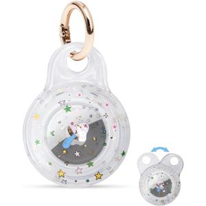 5 x Airtag Holder,Hard PC IML Airtag Case with Keychain Compatible with Apple Air Tag,Dust and Shock Proof Air Tag Holder for Kids,Dogs,Cats,Keys,Luggage-Clear