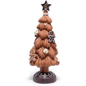 Hodao Christmas Tree Resin Figurine Brown Hand-Painted Gingerbread Christmas Tree with Candy Ornaments, Holiday Tabletop Dcor, Gift for Family, Mantel, and Winter Home Decoration