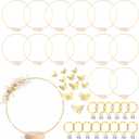 14 Pack Floral Hoop with Stand and LED Fairy Lights 8 Inch Metal Rings for DIY Centerpiece Table Decorations Crafts Macrame Rings Hoop Wreath Dream Catcher Rings Wedding Christmas Wreaths, Gold