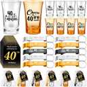 Domensi 50 Sets 40th Birthday Party for Guests Bulk Include Cheers to 40 Short Glasses Beer Bottle Opener Keychains Thank You Cards with Gift Bags and Ropes for Birthday Party Gifts