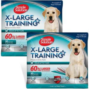 Simple Solution Extra Large Puppy Training Pads Leak-Proof Potty Pads for Large Dogs Absorbent and Disposable with Odor Control for Housebreaking 28 x 30 Inches 100 Count