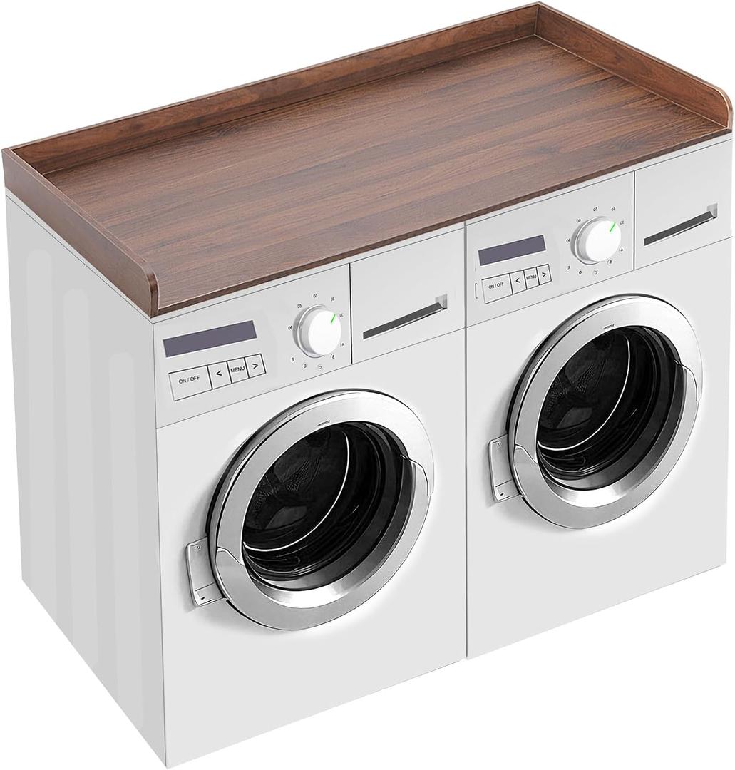 Washer Dryer Countertop, Washer and Dryer Covers for The Top, Laundry Countertop Topper Guards for Washer and Dryer, Laundry Room Storage Organization,54"x 27.5" Laundry Table for Folding Clothes (Brown)