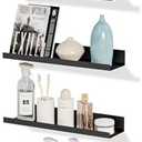 4 Pack Floating Shelves for Wall Storage, Metal Black Hanging Shelves for Living Room/Kitchen/Bedroom/Bathroom Decor, Set of 4 Organizer for Display, Book & Perfume Shelf Wall Mounted