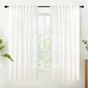YoungsTex Linen Semi Sheer Curtains 63 Inch Length for Living Room Windows, Ivory White Light Filtering Drapes with Rod Pocket Back Tab Natural Textured for Bedroom, 52 X 63 Inch