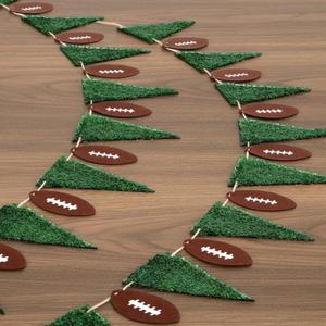 Janinka 11.5ft Football Party Decorations Artificial Grass Football Banner Felt Pennant Hanging Garland Fake Turf Triangle Flag Bunting for Sports Theme Birthday Tailgate Party Game Day Supplies