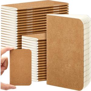 Outus 36 Pcs Pocket Notebook Mini Journal 2.5" x 4" Kraft Paper Mini Notepad Bulk Softcover Pocket Notepad Memo Diary Subject Notebooks for Student Traveler School(Brown, Blank Cover)
