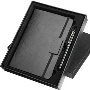 Kesoto College Ruled Hardcover Executive Writing Notebook Gift Set - A5 Lined Journal with Pen & Gift Box, 200 Pages, 8.3" x 5.8" Faux Leather, Black