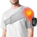 Heated Shoulder Wrap with Massage, Cordless Shoulder Heating Pad with Removable Controller, Heated Shoulders Brace Massager with 3 Vibration & 6 Heat Levels, Heating Pad for Neck Shoulders Relieve