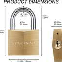 CINCINNO Solid Brass Padlock with Key, Key Lock with 1-9/16" Wide Body, 2 Pack Keyed Alike Locker Lock with Key