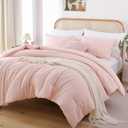 ROSGONIA Oversized King Comforter Blush, 3pcs(1 Comforter & 2 Pillowcases) Lightweight Oversized King Comforter Sets Bedding Blanket Quilts