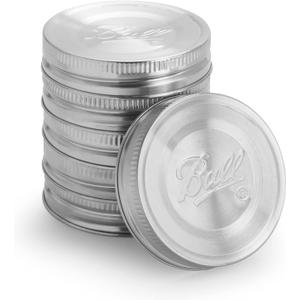 Ball Jar Stainless Steel One-Piece Mason Jar Lids, Wide Mouth, 6-Pack, Silver