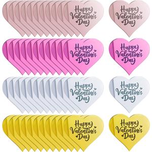 Geelin 48 Pcs Happy Valentine's Day Cupcake Toppers Valentines Acrylic Cake Disc Mirror Heart Cake Topper Engraved Valentines Topper Pick Cupcake Decoration for Valentine Wedding Gift Party Supplies