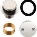 Brushed Nickel Tub Drain Tip-Toe Tub Trim Set Conversion Kit Assembly, Hidrop Bathtub Drain Replacement Trim Kit with 2-Hole Overflow Faceplate and Universal Fine/Coarse Thread, Brushed Nickel