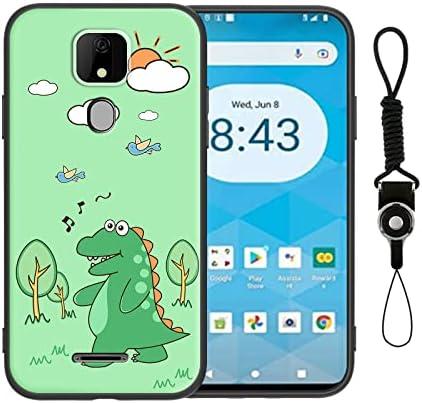 Nuouxoco for ANS Artia ACK2326 Case, for ACK2326 Phone Case Cute Funny Green Cartoon Dinosaur for Girly Women Girls with Lanyard Strap Slim TPU Shockproof Protection Cover - Cute Dinosaur