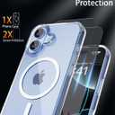 for iPhone 17 Case,Compatible with MagSafe,Clear with Anti-Yellowing,with 2 Pieces Tempered Glass,Military Grade Shockproof Protective Cover, Slim Rugged Design,6.3 Inch