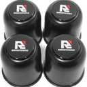 RTrhinotuning 4 PCS 3.27 in Stainless Steel Trailer Wheel Center Caps 3.41 in Tall for Truck SUV RV Rim Center Caps Black Push Through Hub Cover