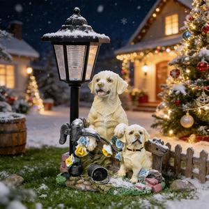 Dog Garden Statue with Solar Lantern Outdoor Labrador Figurine Solar Dog for Patio Outdoor Decoration, Balcony Lawn Decor, Unique Birthday House Warming Gift for Women, Mom, Grandma