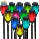 IkeeRuic 12Pack Christmas Yard Decorations, Multicolor Christmas Solar Lights for Outside Decor, LED Solar Flame Lights Outdoor for Xmas Decor, Waterproof Luces Solares for Yard Patio Garden Pathway
