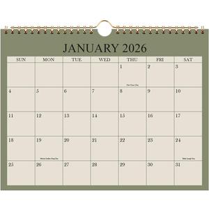 Small Wall Calendar 2026 - Mini Calendar 2026-2027 from January 2026 - June 2027, 18 Months Little Calendar with Premium Paper, 6" x 8", Green