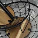WILDMOS 2-tier Fruit Basket Bowl,Metal Basket with Wooden Base,Fruit and Vegetable Storage with Banana Hanger,Fruit Basket for Kitchen Counter Organizer.