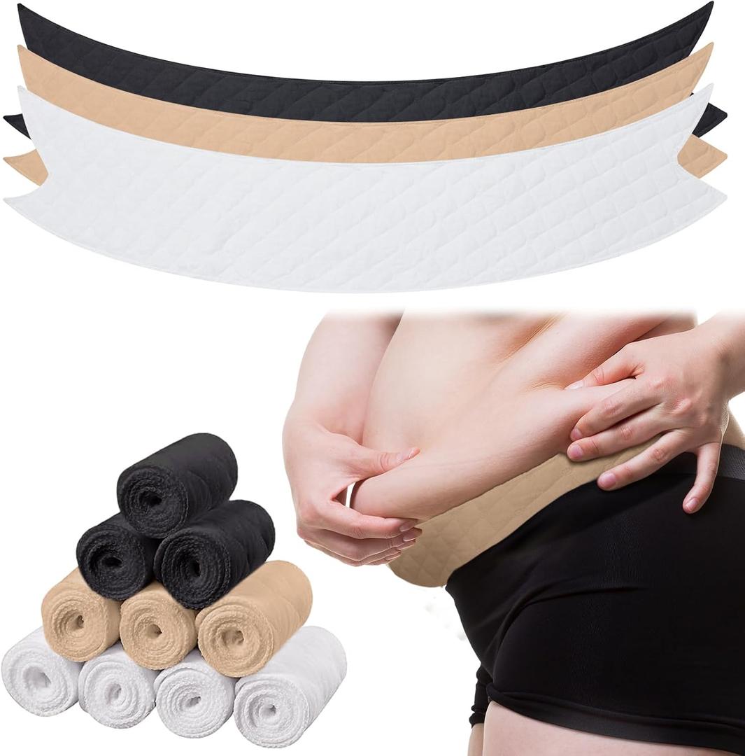 10 Pcs Tummy Liners for Sweat Rash Cotton Under Belly Sweat Liners Under Belly Absorber Pads Band for Skin Rash (2X-Large, 3 Colors)