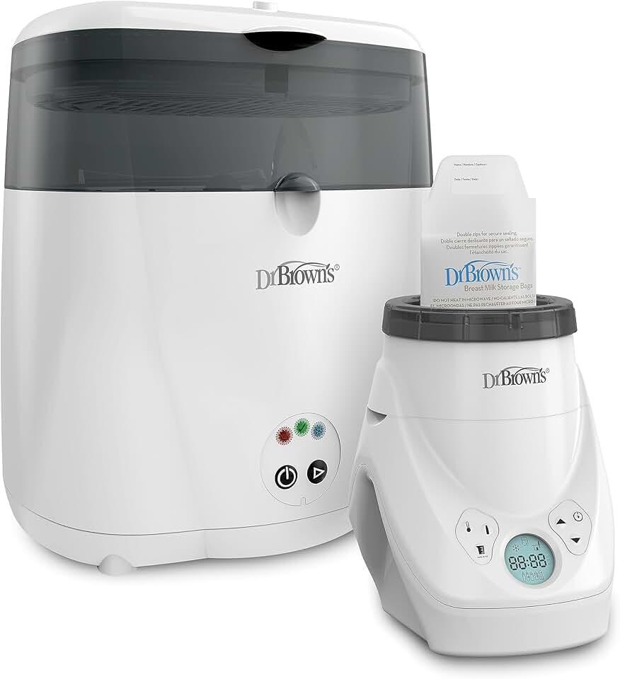 Dr. Brown’s Natural Flow MilkSPA Breastmilk and Bottle Warmer with Dr. Brown’s Deluxe Electric Sterilizer for Baby Bottles and Other Baby Essentials
