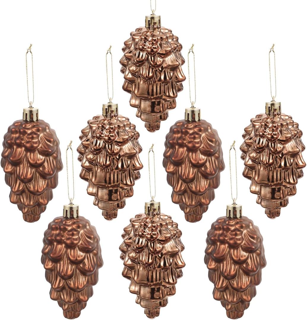 8Pcs Christmas Pinecone Ornaments Fall Hanging Pine Cone for Xmas Tree DIY Crafts Fall Thanksgiving Day Decoration