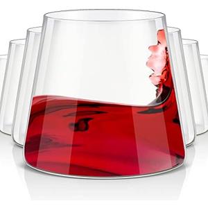 Zubebe Set of 10 Stemless Wine Glass 12 oz Glass Cups for Red & White Wine Modern Drinking Dishwasher Safe Gifts for Christmas Set Of 10