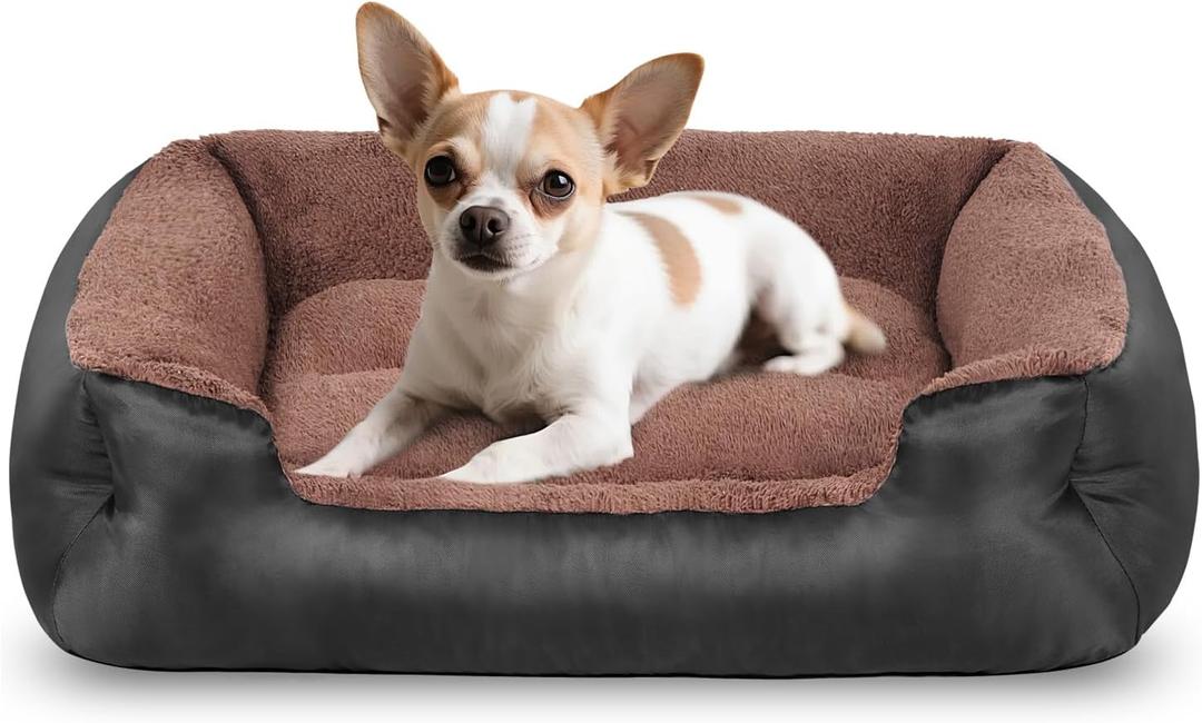 Dog Bed for Small Dogs - Washable Dog beds with Sides, Comfortable and Breathable Pet Couch Bed with Non-Slip Bottom, Black (27.5"L x 19.6"W x 7"Th)