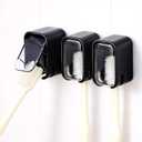 3PCS Toothbrush Holders Wall Mounted,Black Toothbrush Holders for Bathrooms with Cover, Self-Adhesive, Space-Saving, Waterproof, Quick Drying, Detachable for Easy Cleaning