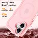 4 x Hualele Magnetic for iPhone 16 Case, Compatible with MagSafe, Military Grade Dropproof Translucent Matte Back Cute Curly Wave Edge Slim Phone Case for iPhone 16, Light Pink