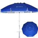 AMMSUN 8 Feet Large Beach Umbrella with Sand Anchor Heavy Duty High Wind Portable Outdoor Umbrellas UV 50+ Protection Air Vent Tilt Patio Garden Pool (Blue)