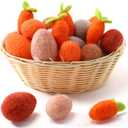 Threan 24 Pcs Felt Easter Eggs Decor Pastel Decorative Felted Eggs Carrots Hanging Ornaments Colorful Spring Basket Fillers Tree Decor for Home Wall Party Crafts(Farm Fresh Color)
