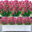 20 Bundles Artificial Flowers Outdoor,UV Resistant Faux Flowers No Fade Outdoor Fake Plastic Plants Outside Garden Porch Window Box Decor(Rose Red)