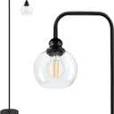 Modern Floor Lamp for Living Room with 6W LED Bulb, Industrial Floor Lamp, Seeded Glass, Black Classic Reading Tall Lamp for Home Office, Standing Lamps for Bedroom, Minimalist, Vintage, Farmhouse