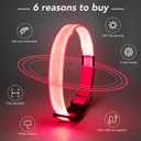 Light Up Dog Collar at Night, Led Dog Collar Adjustable, Rechargeable Waterproof, Dog Lights for Night Walking, Glow in The Dark Collar Light for Medium Large Dogs (Rose Red)