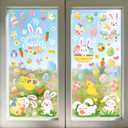 9 Sheets Easter Window Clings, 71 PCS Cute Bunnies Birds Happy Eggs and Flowers Easter Stickers for School Home Party or Office Decorations