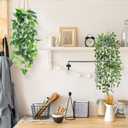 Der Rose 2Pcs Fake Plants Artificial Potted Faux Hanging Ivy Vines Plants Indoor for Home Bathroom Shelf Wall Bookshelf Decor
